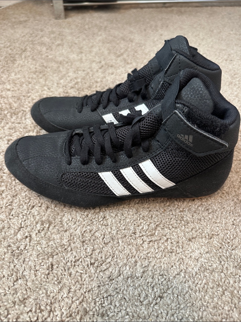 adidas HVC2 Black and White High-Top Wrestling Shoes New Without Box